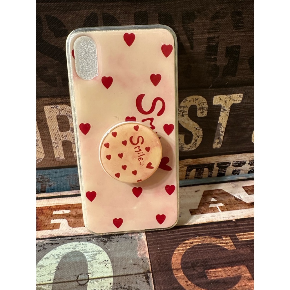 Nice Red Heart Smiley iPhone X pop up Case Holder